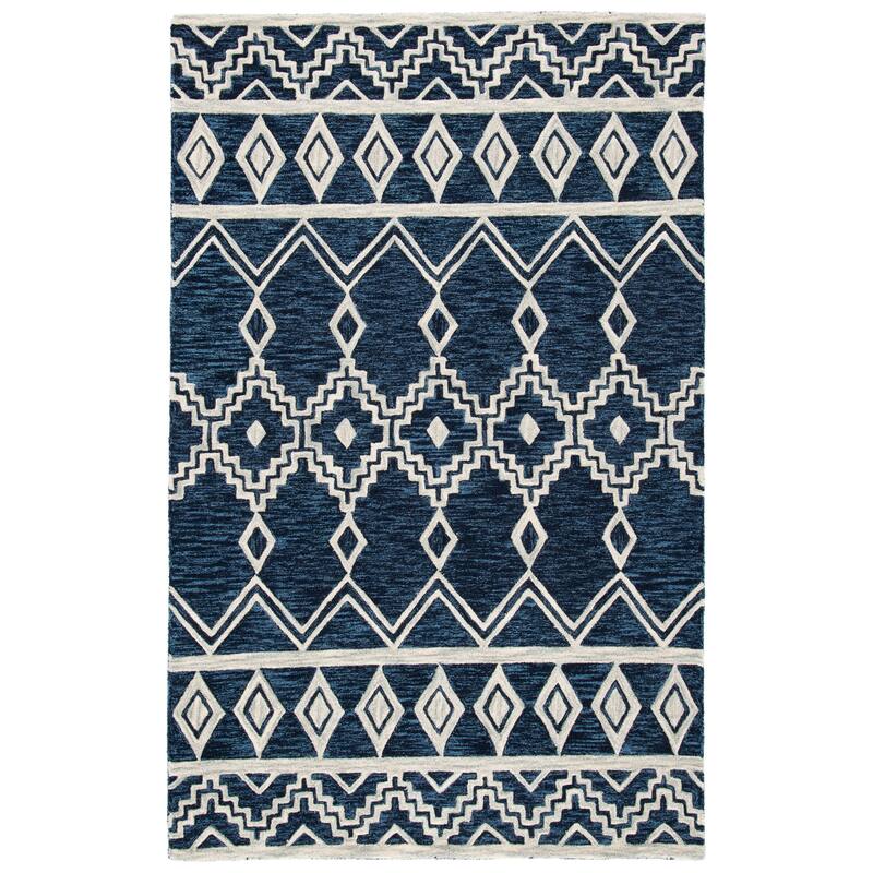 SAFAVIEH Handmade Abstract Zelina Modern Wool Rug - 6' Square - Navy/Ivory