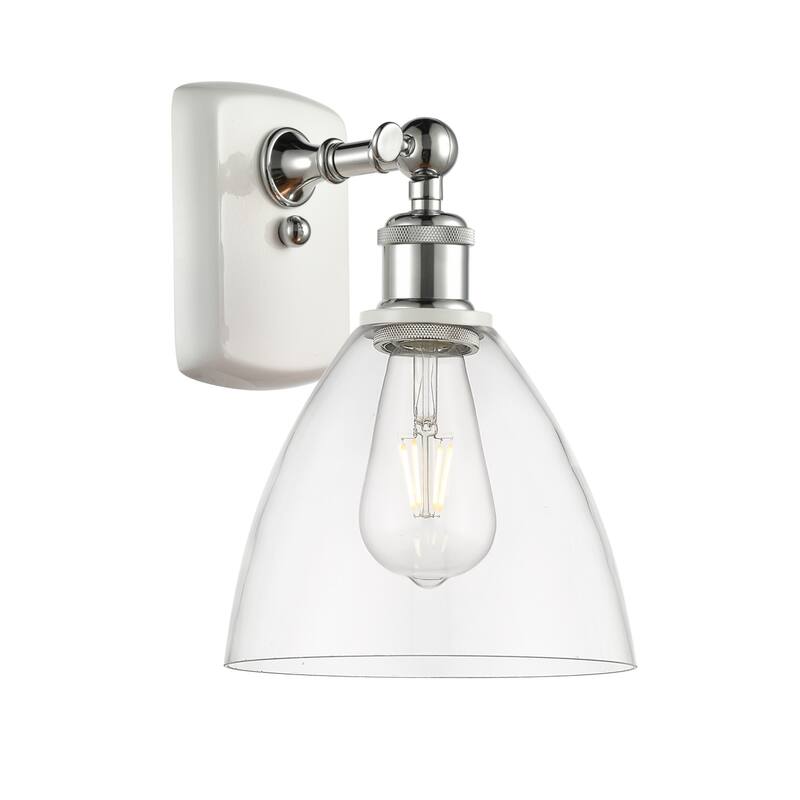 Innovations Lighting 516-1W-11-8 Bristol Sconce Bristol 11" Tall Wall - White and Polished Chrome / Clear