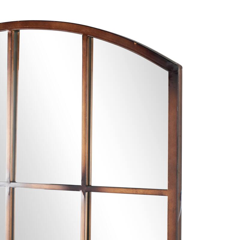 Metal Window Pane Inspired Grid Room Wall Mirror - Copper, Brown, Black - Roche River Decor