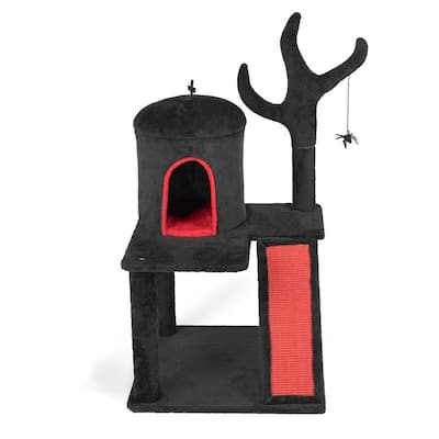 42" Gothic Cat Tree, Halloween Cat Tower Cat Tree with Spacious Cat Condo