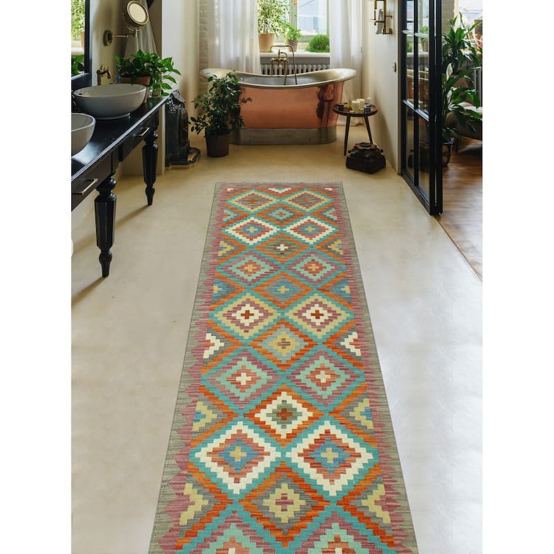 Noori Rug Sangat Flatweave Darlene Rust/Purple Runner - 2'8" x 10'0"