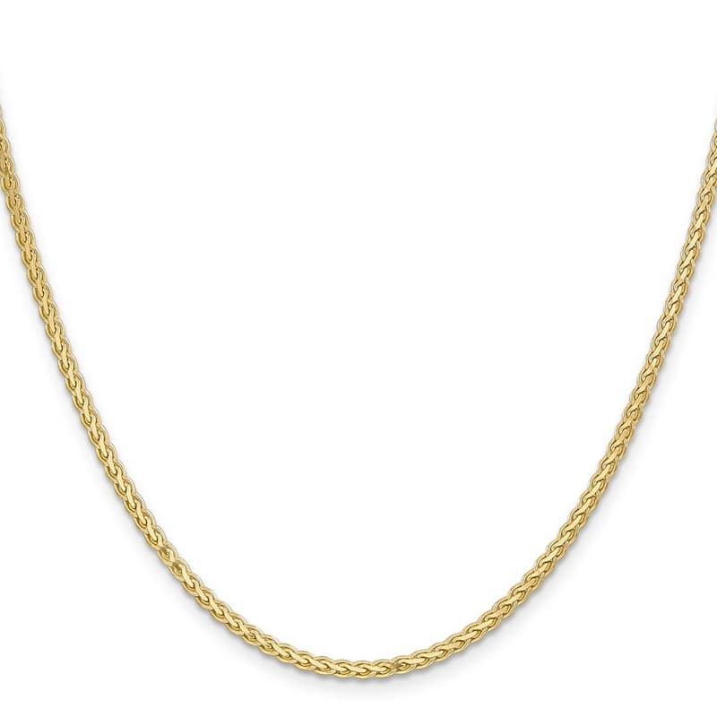 Curata 14k Yellow Gold Solid Polished 2.5mm Flat Wheat Chain Bracelet 7 Inch Lobster Claw