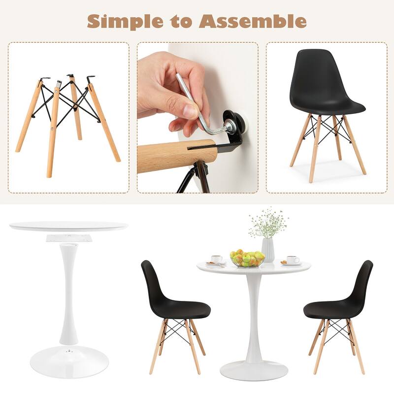Gymax 3 PCS Dining Set Modern Round Dining Table 2 Chairs for Small