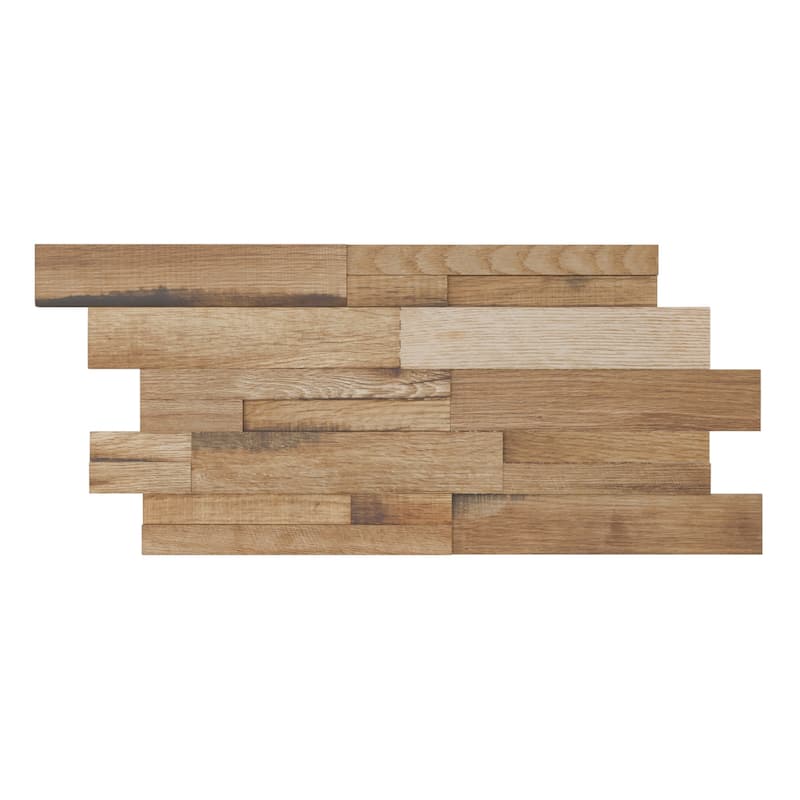 23 3/4"W x 11 7/8"H x 1/2"P Dry Stack Wood Mosaic Wall Tile, Oak - 23 3/4"W x 11 7/8"H x 1/2"P