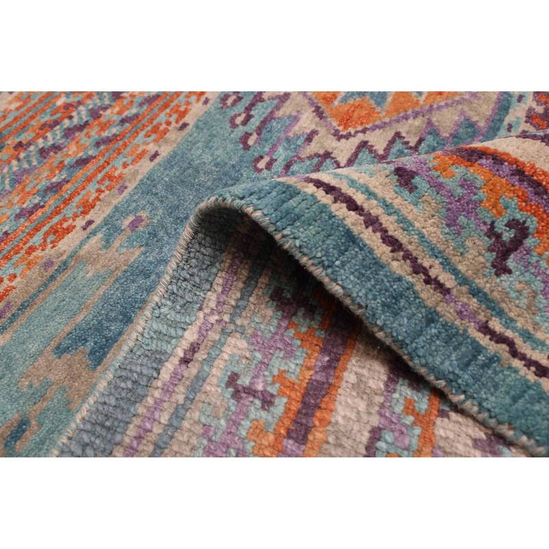 ECARPETGALLERY Hand-knotted Kathmandu Turquoise Wool Rug - 8'6 x 9'9