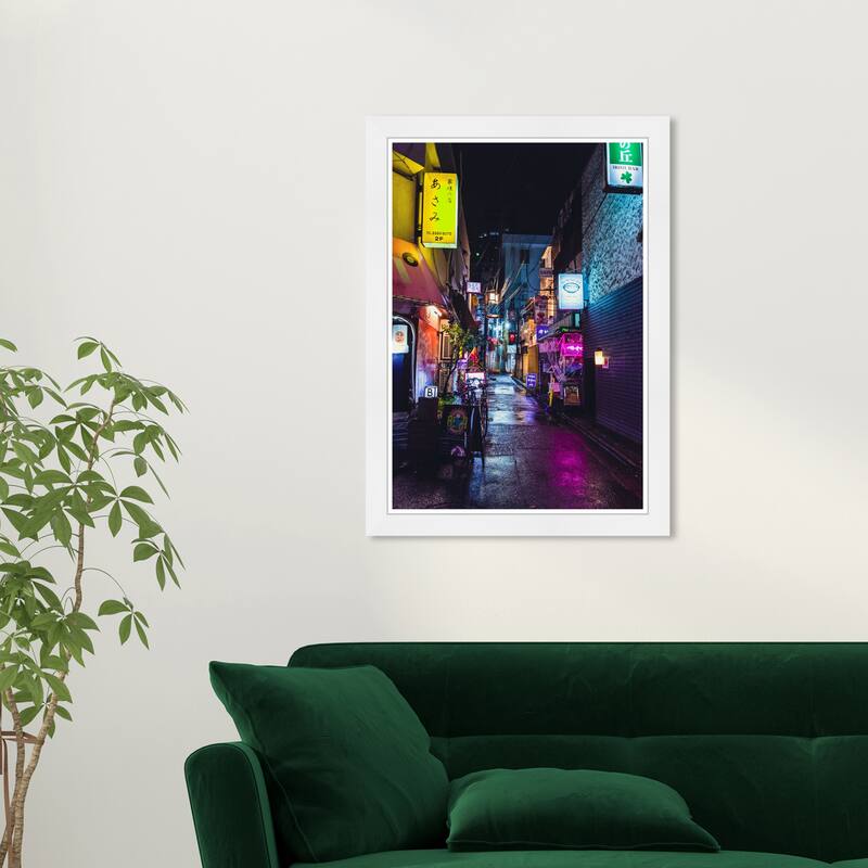 Wynwood Studio Prints Cities and Skylines Tokyo Neon Nights Pink and Neon Pink Modern & Contemporary Wall Art Canvas Print - White
