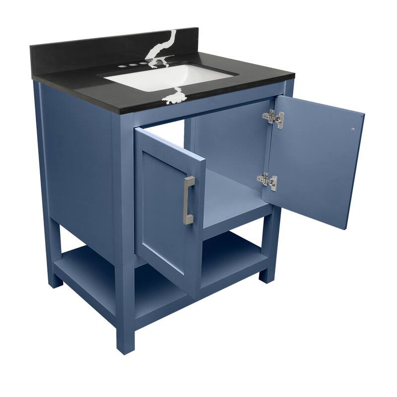 Taos 31" Bathroom Vanity with Cultured Marble Vanity Top Sink in White with White Basin
