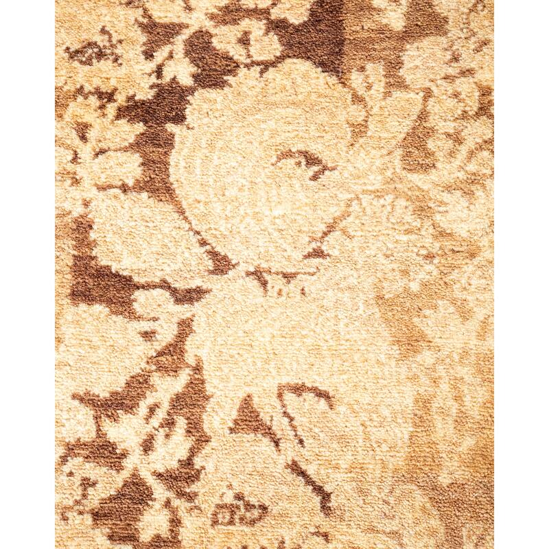 Overton Handknotted Wool Traditional Abstract Brown Runner