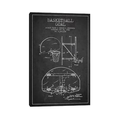 iCanvas "F. Albach & G.R. Chervenka Basketball Goal Patent Blueprint (Charcoal)" by Aged Pixel Canvas Print