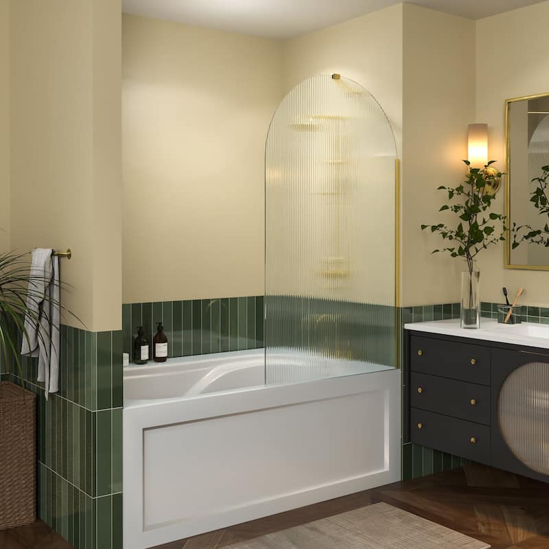 33 in. W x 58 in. H Fixed Tub Door with Tempered Glass - 33" x 58"