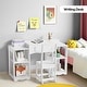 preview thumbnail 11 of 14, Kids Vanity Table And Chair Set, 2 In 1 Girls Vanity Storage Cabinet W/Tri-Folding Mirror - N/A