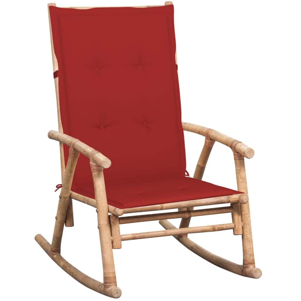 vidaXL Rocking Chair with cushion Bamboo - 26" x 33.9" x 41.3"