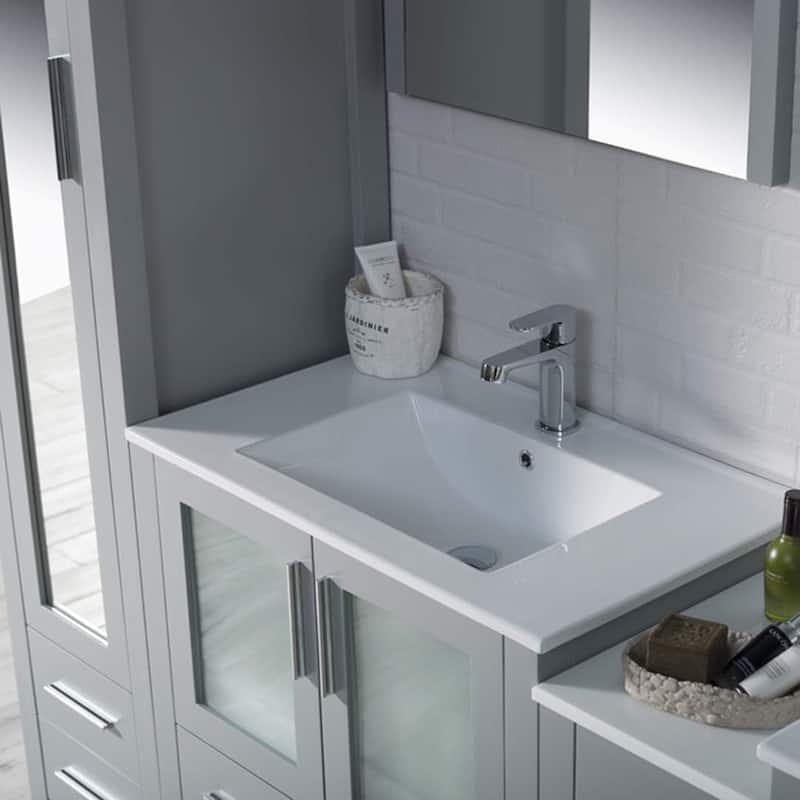 Blossom Sydney 102" Double Sink Vanity Set with Linen Closets & Mirror