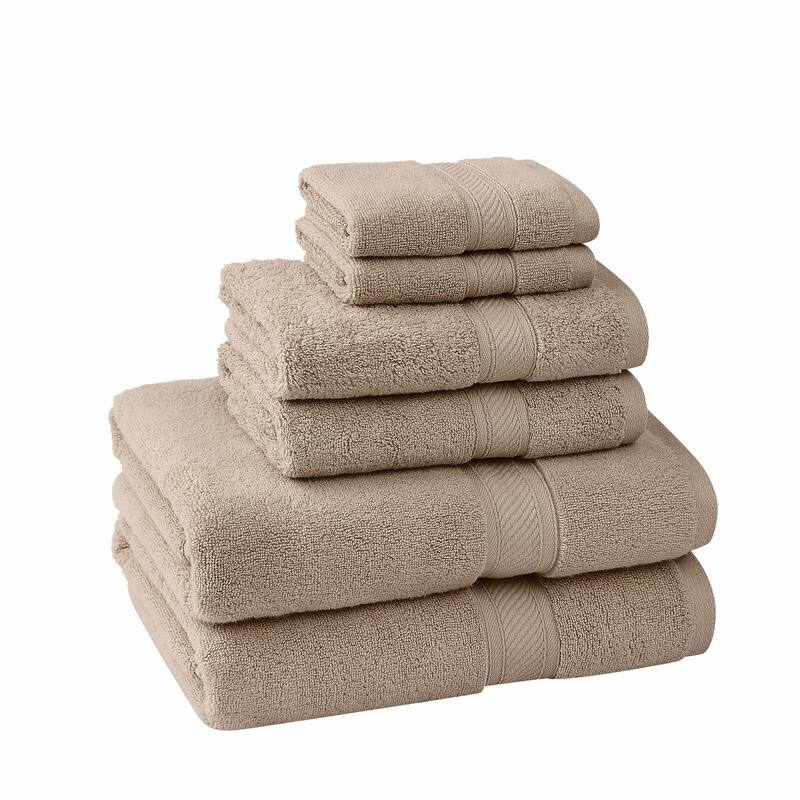 Royal Velvet Regal Plush Towel Collection - 6 Piece Towel Set - Beige