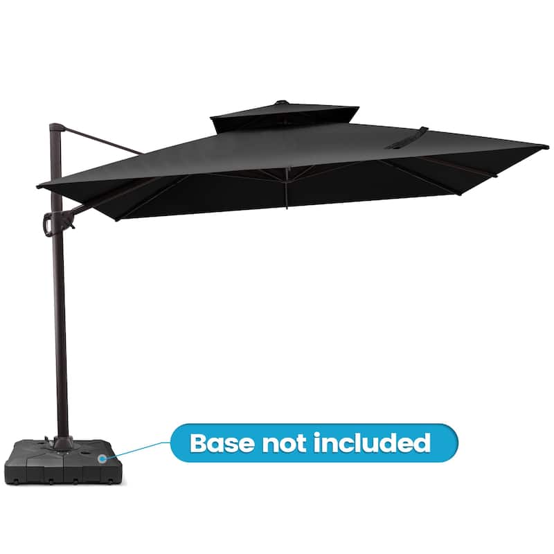 Outdoor 10FT Square Offset Cantilever Patio Umbrella 360-Degree Rotation
