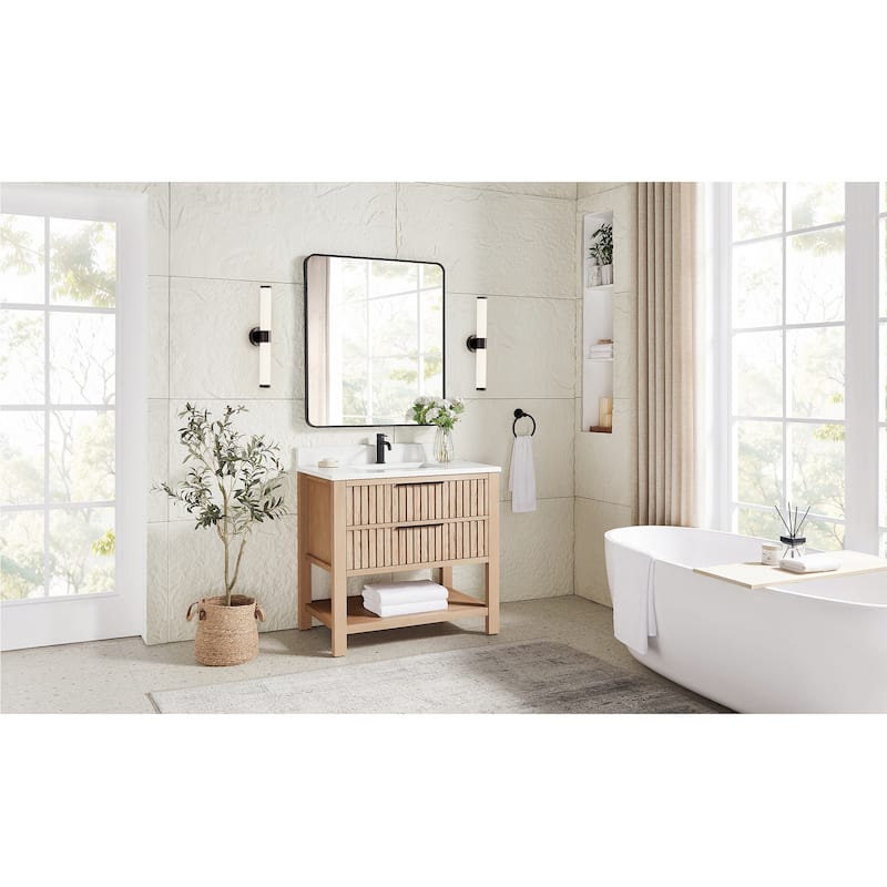 Tehran Bath Vanity with Composite Stone Top without Mirror