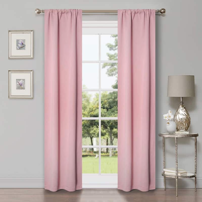Superior Solid Machine Washable Room Darkening Semi-Blackout Curtains, Set of 2
