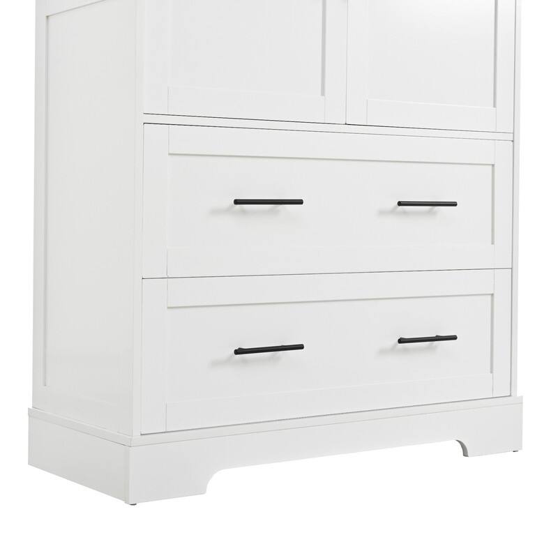 Farmhouse 72.6" Tall Kitchen Pantry with 4 Doors Storage Cabinet , 2 Drawers and Pull-out Trays for Cake Pan Storage Organizer