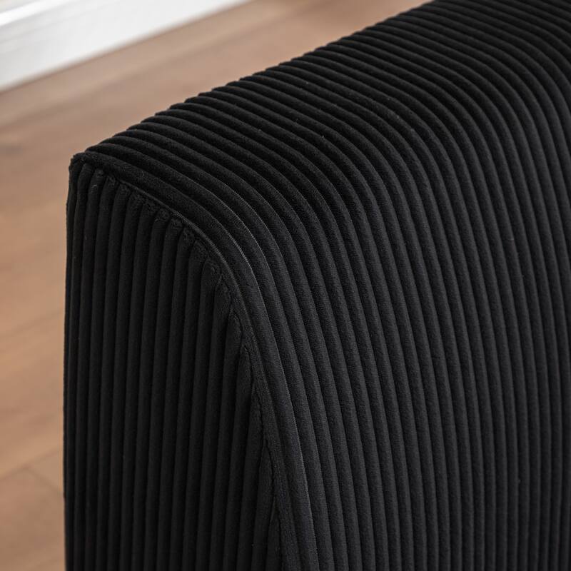 Oversized Chaise Lounge Chair, Upholstered Sofa Bed for Living Room, Corduroy Sleeper Couch Comfy Recliner Bedroom Reading Seat