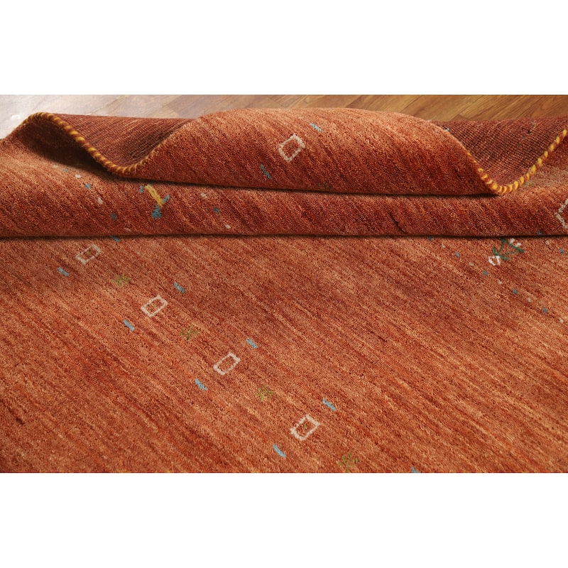 Hand Knotted Oriental 100% Wool Carpet Tribal Animal Pictorial Oranges & Rust Gabbeh Area Rug - 7' 6'' X 5' 1''