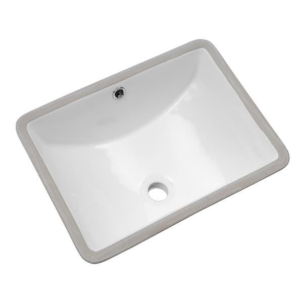LORDEAR 18.25 in. Undermount Vessel Sink Modern in Pure White Rectangle Porcelain Ceramic Lavatory Vanity Bathroom Sink