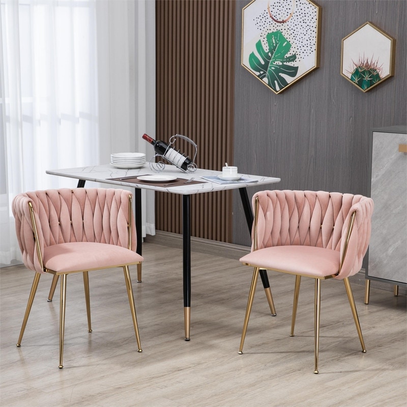 Pink tufted dining hotsell chair