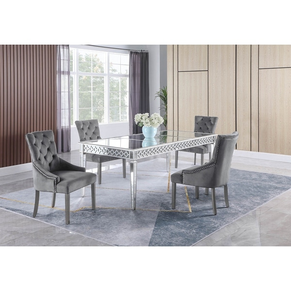 Best Master Furniture 5 Pieces Silver Mirrored Dining Set. Opens flyout.