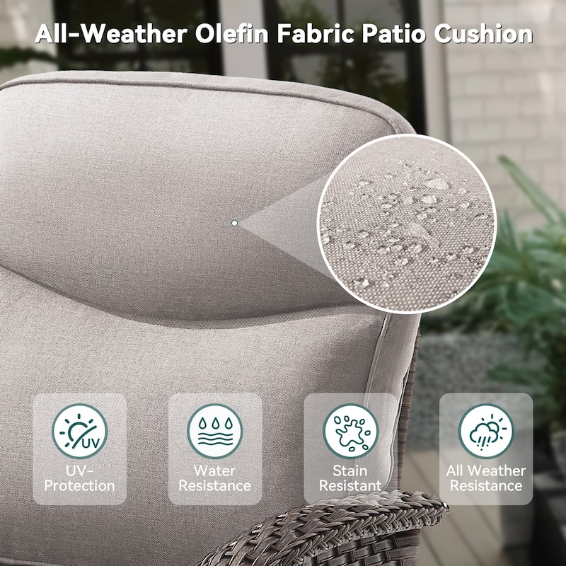 Pocassy Outdoor Sofa Swivel Chair and Ottman with Coffee Table