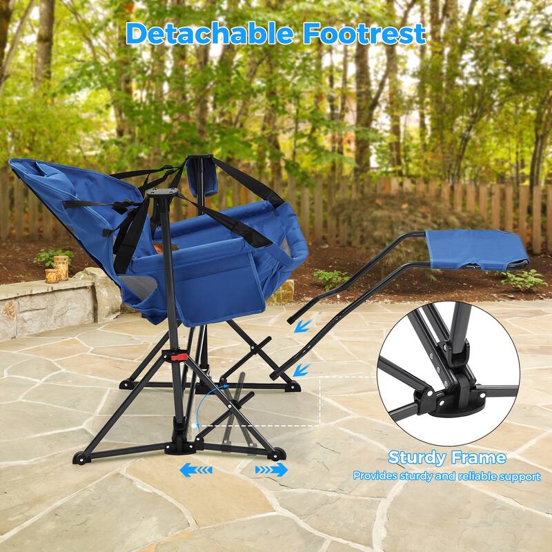 Hammock Camping Chair with Footrest, Outside Foldable Portable Rocking Chairs