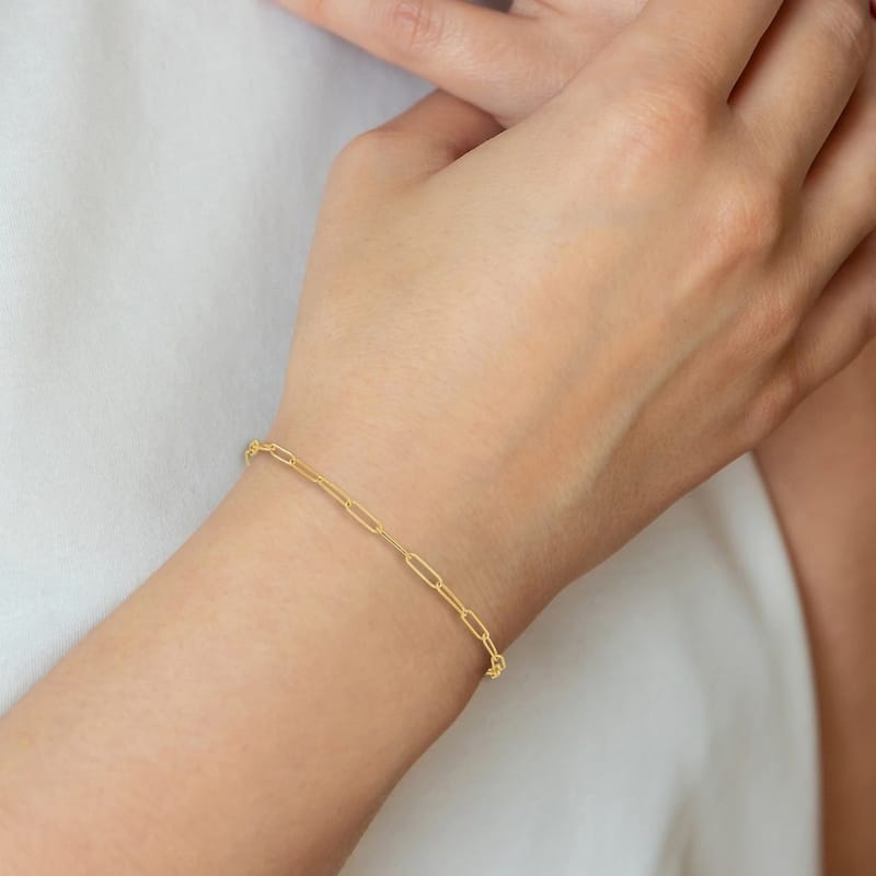 Curata 14k Yellow Gold Polished 2.6mm Paperclip Link Bracelet Options: 7" 8"