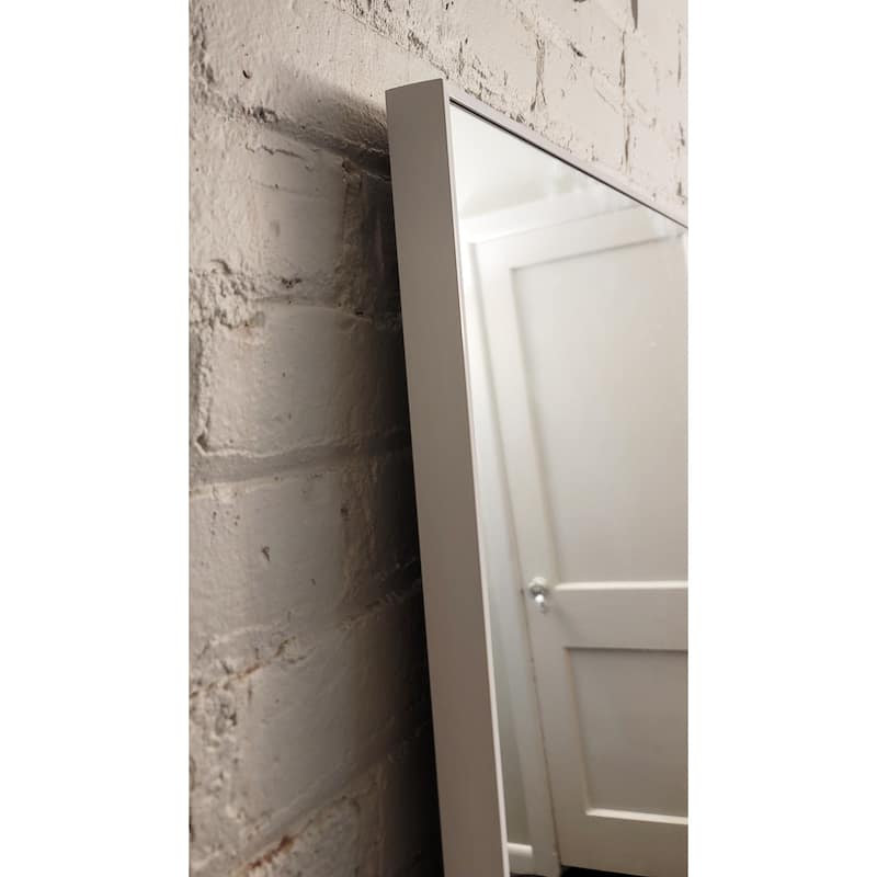 Venta Modern White Framed Wall Bathroom Vanity Mirror with Dual Mounting Brackets