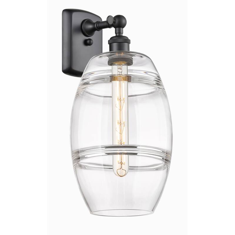 Innovations Lighting 516-1W-11-8 Vaz Sconce Vaz 11" Tall Wall Sconce - Matte Black / Clear