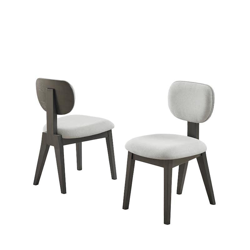 Valencia Set of 2 Light Gray Fabric Upholstered Dining Chairs with Gray Wood Frame - Comfortable Contemporary Seating