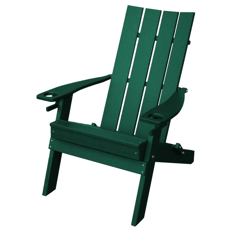 Poly Hampton Folding Adirondack Chair with 2 Cupholders