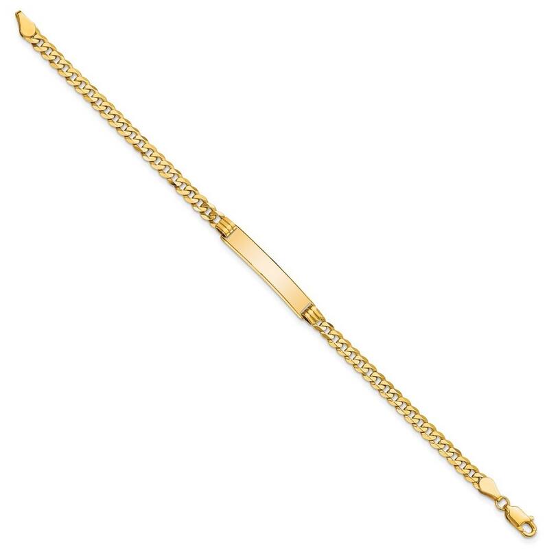 Curata 10k Yellow Gold 5.38mm Engravable Flat Curb Link ID Bracelet