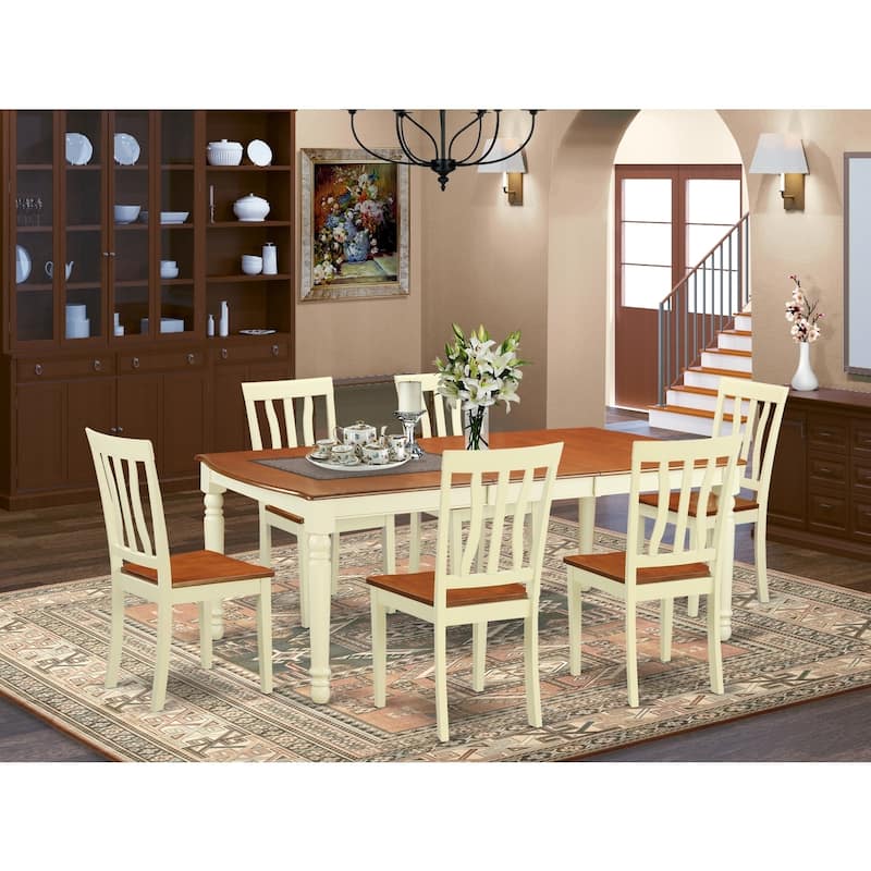Kitchen Table Set 7 Piece Dining Set with 6 Chairs - 42x78 Inch Rectangle Table & Chair Set