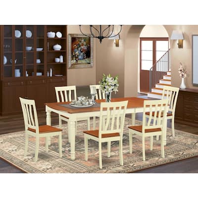 Kitchen Table Set 7 Piece Dining Set with 6 Chairs - 42x78 Inch Rectangle Table & Chair Set