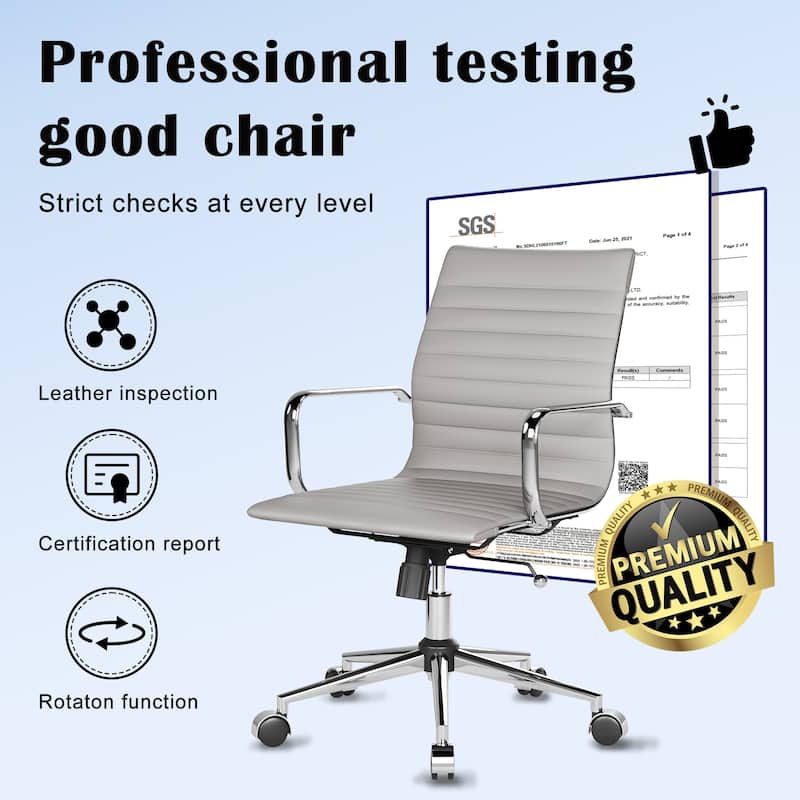 CAROCC Ribbed Computer Office Chair Swivel Lift tilt function Ergonomic Premium Leather Desk Armchair