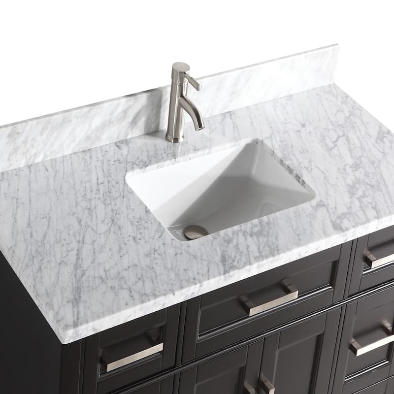 Vanity Art 48-Inch Bathroom Vanity Set with Carrara Marble Top - 22 x 48 x 36 Inches