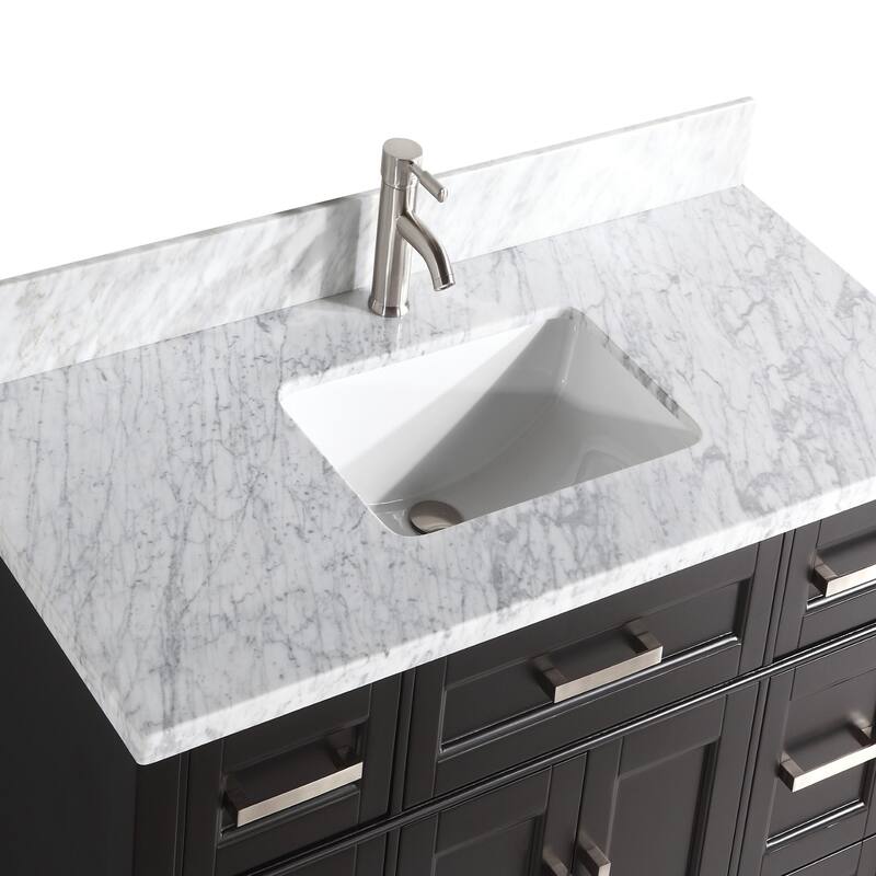 Vanity Art 60-Inch Single Sink Bathroom Vanity Set Carrara Marble Stone Top 7 Drawers 1 Shelf Undermount Sink with Free Mirror
