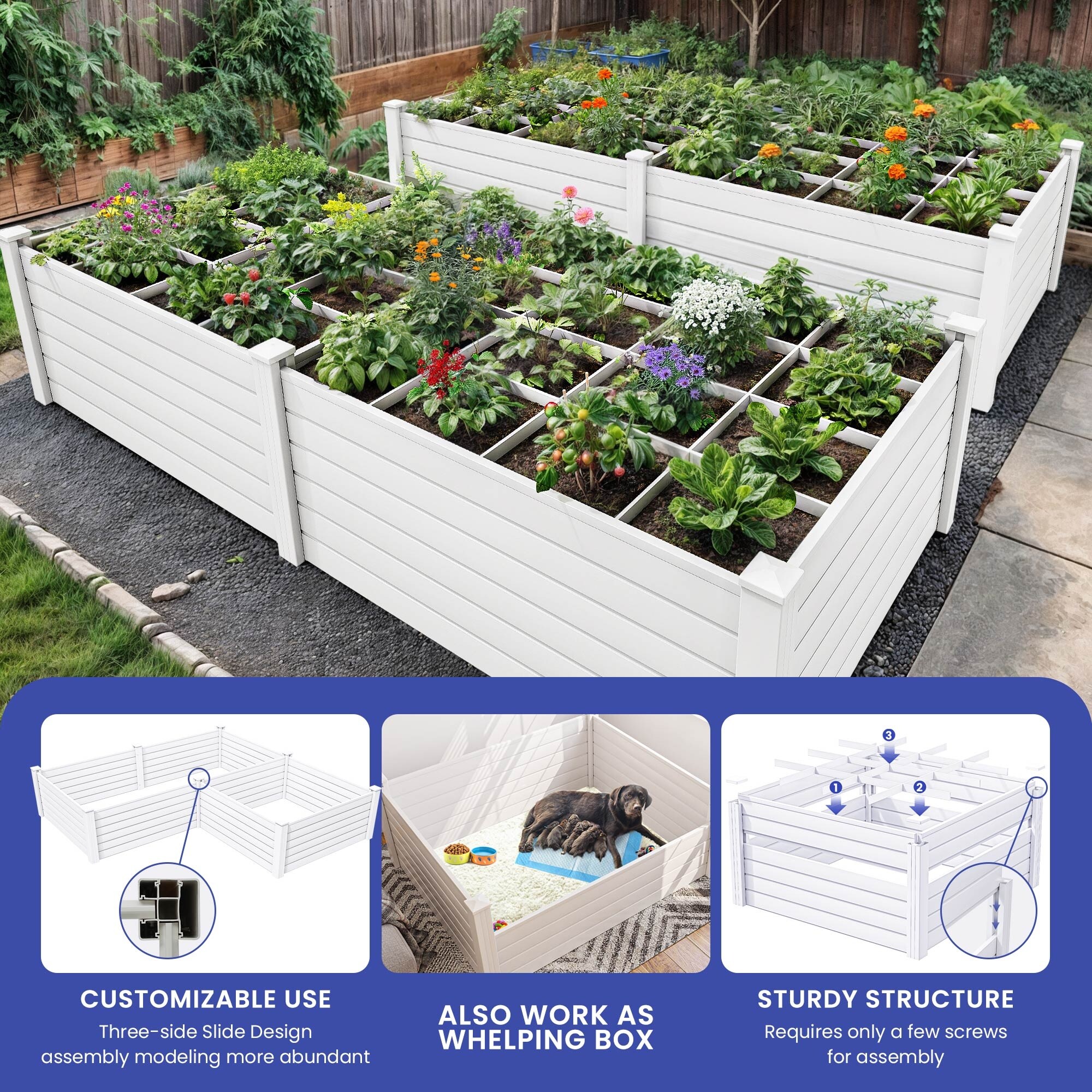 4'W X 4'D X 2'H Raised Garden Bed - 4'W X 4'D X 2'H - Bed Bath