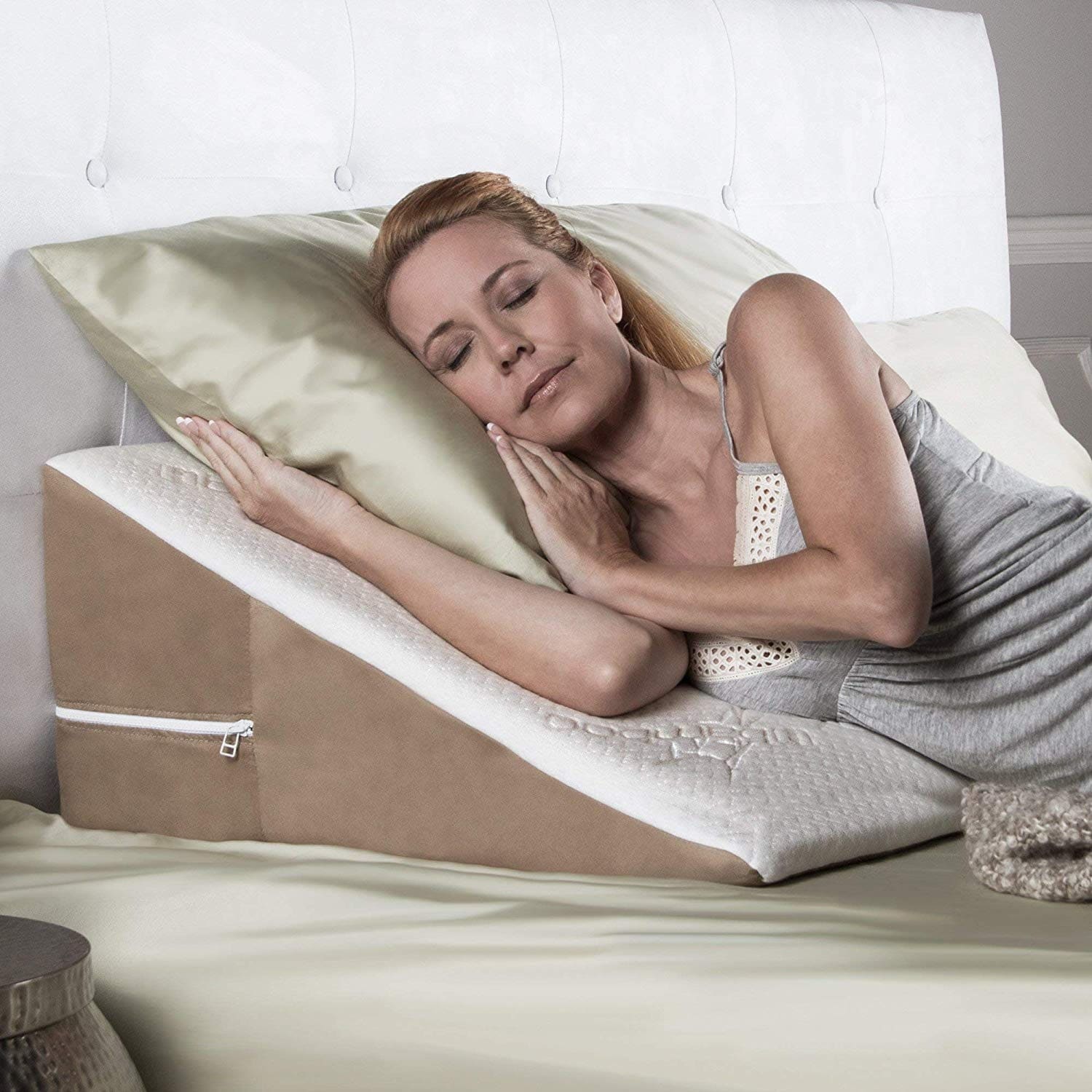 Avana Bed Wedge 12" Acid Reflux Pillow with Cooling Gel Memory Foam - White