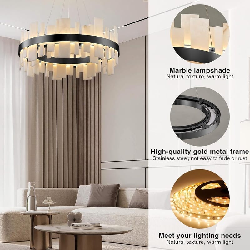 KAYLA 31 in. 8-Lights Drum Gold Chandelier With Alabaster Shade Chandelier