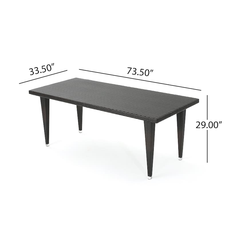 Dominica Outdoor 73.5-inch Rectangular Wicker Dining Table by Christopher Knight Home - 73.50 x 33.50 x 29.00