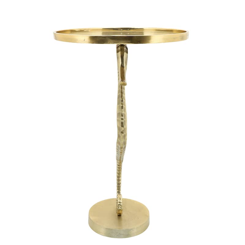 Sagebrook Home Artistic Metal and Glass Accent Table with Sculptural Aluminum Seahorse Base - 15" x 15" x 25"