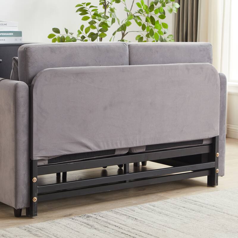 54Inch Convertible Sleeper Sofa with Pull Out Bed and 2 Arm Pockets