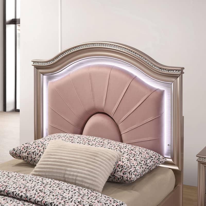 Ving Glam Wood LED Light Youth Panel Bed with Trundle by Furniture of America