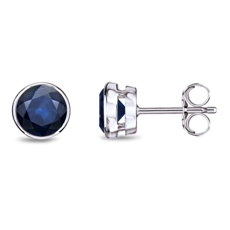Auriya 14k Gold Bezel-set Sapphire Stud Earrings 3/4ctw - White