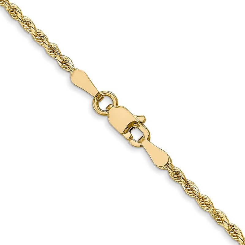 Curata 14k Yellow Gold Lobster Claw Closure Valu plus 1.75mm Sparkle Cut Chain Bracelet