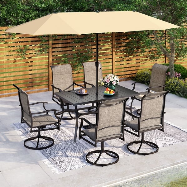8 pcs patio garden sets tables chairs umbrella MAISON ARTS 8 Pieces Outdoor Patio Dining Set with 13ft Patio Umbrella,  Dining Table and Textilene Dining Chairs - On Sale - Bed Bath & Beyond
